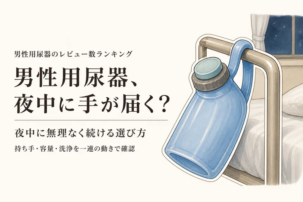 男性用尿器のレビュー数ランキング｜介護用品を夜中のベッド脇で持ちやすさ・容量・洗浄で比較